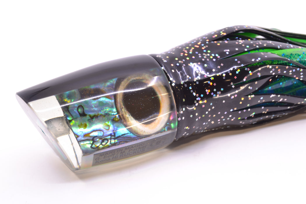 Marlin Magic Blue-Purple Abalone Black Back Taxi Eyes Ruckus 12" 11oz Skirted Black