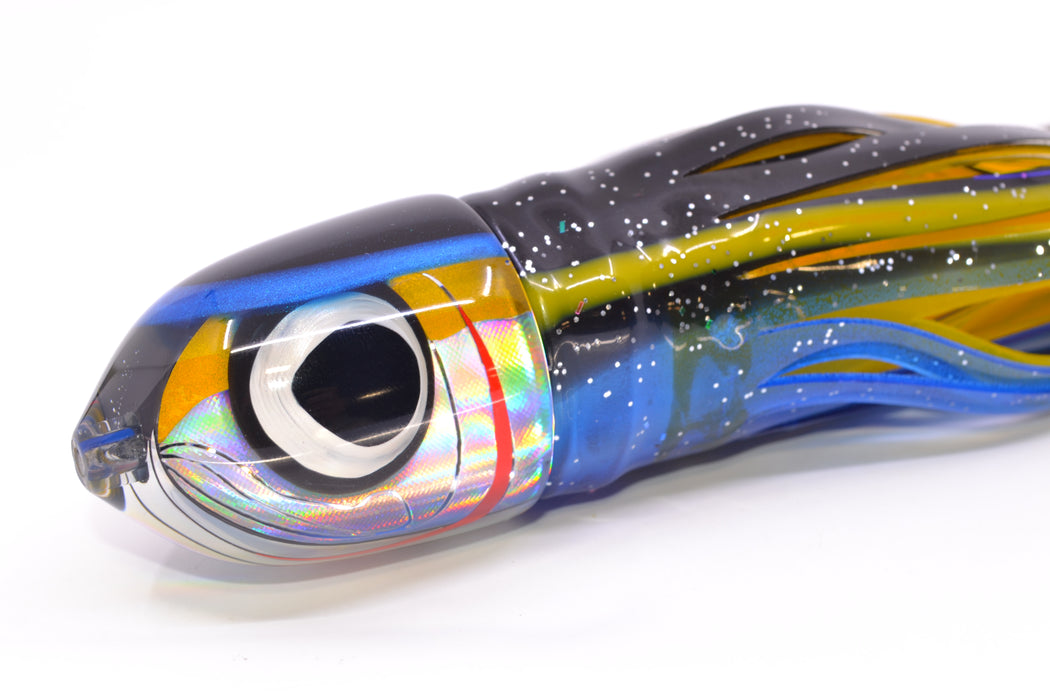 LS Lures Yellow-Silver Rainbow Black-Blue Back Flyer 11" 6oz Skirted Black-Yellow-Blue GZE