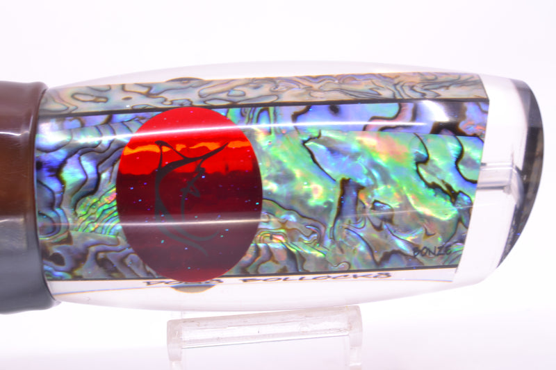 Bonze Lures Paua Shell Red Eyes Dog Bollocks 16" 20oz Skirted Root Beer-Silver Petrolero