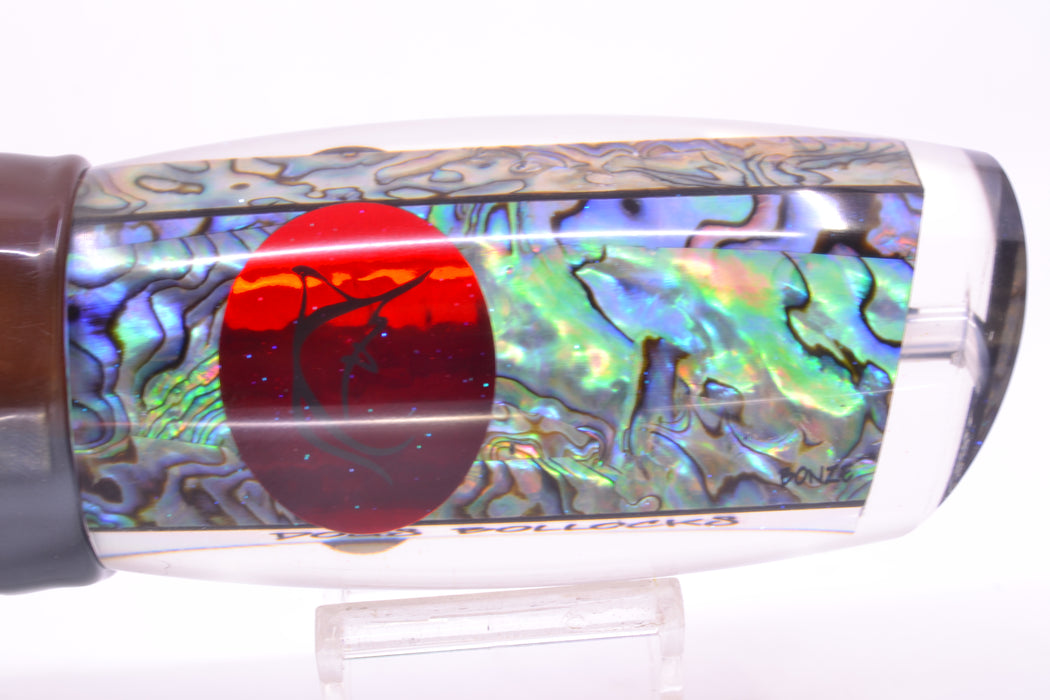 Bonze Lures Paua Shell Red Eyes Dog Bollocks 16" 20oz Skirted Root Beer-Silver Petrolero
