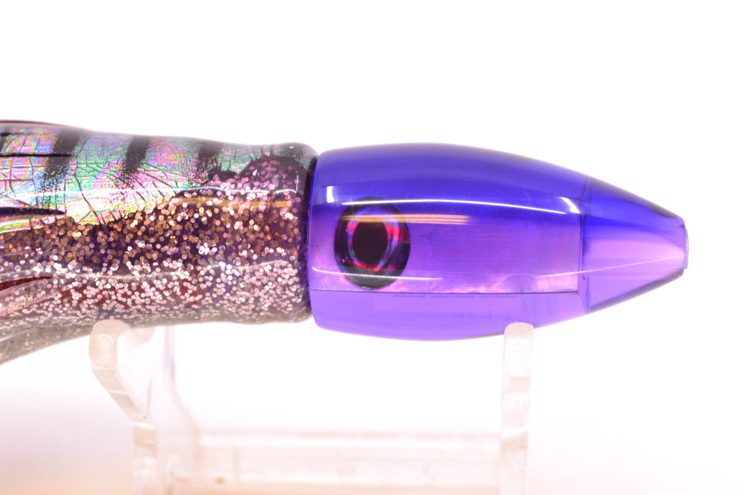 Moyes Lures Light Purple MOP Purple Back Taxi Eyes Poon 5" 2oz Skirted Purple Aurora