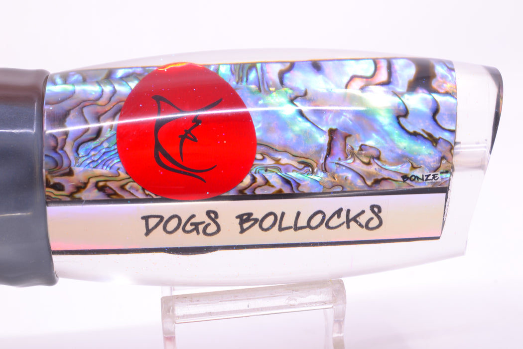 Bonze Lures Paua Shell Red Eyes Dog Bollocks 16" 20oz Skirted Root Beer-Silver Petrolero