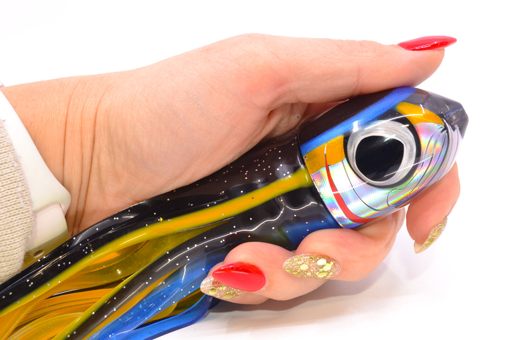 LS Lures Yellow-Silver Rainbow Black-Blue Back Flyer 11" 6oz Skirted Black-Yellow-Blue GZE