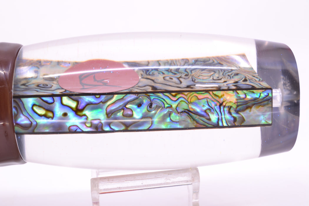 Bonze Lures Paua Shell Red Eyes Dog Bollocks 16" 20oz Skirted Root Beer-Silver Petrolero
