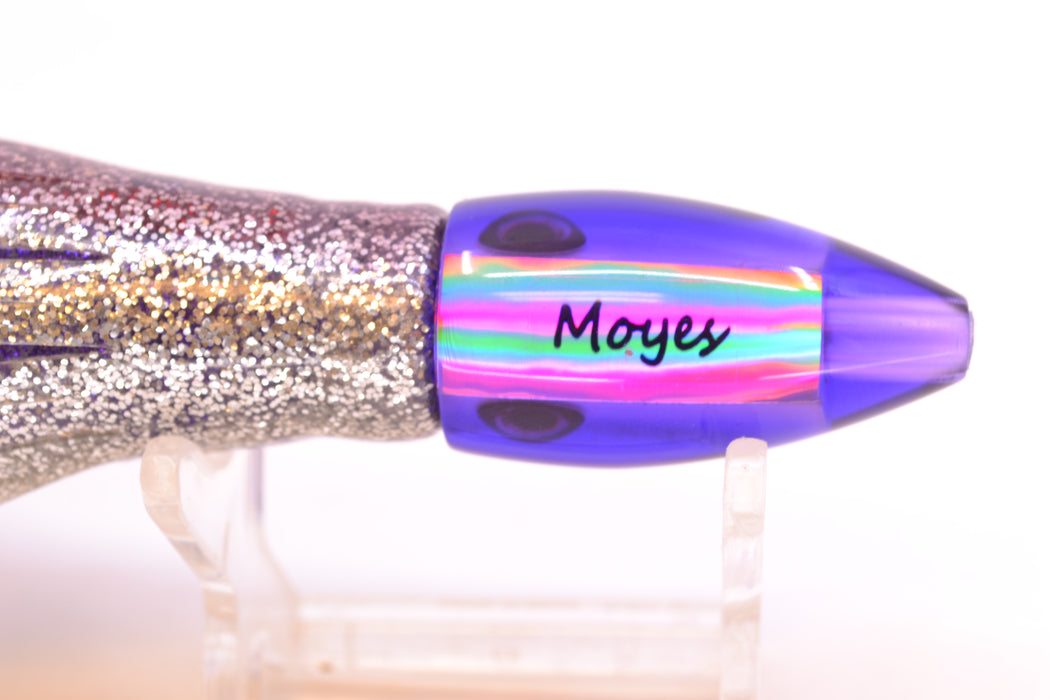 Moyes Lures Light Purple MOP Purple Back Taxi Eyes Poon 5" 2oz Skirted Purple Aurora