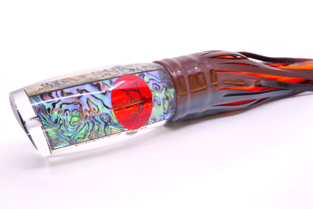 Bonze Lures Paua Shell Red Eyes Dog Bollocks 16" 20oz Skirted Root Beer-Silver Petrolero