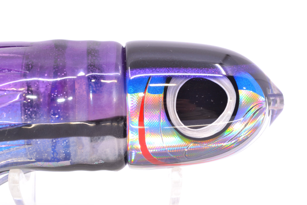 LS Lures Blue-Silver Rainbow Black-Purple Back Flyer 11" 6oz Skirted Purple Skipjack