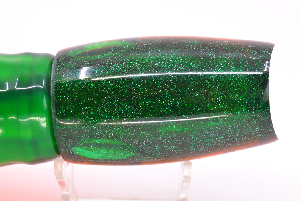 Coggin Lures White MOP Green-Orange Back 4-Hole Tado Mauna Loa Scoop 12" 9oz Skirted