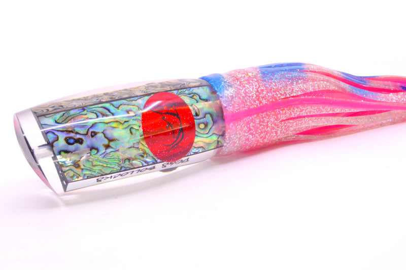 Bonze Lures Paua Shell Red Eyes Dog Bollocks 16" 20oz Skirted Holo-Blue Bars/Pink