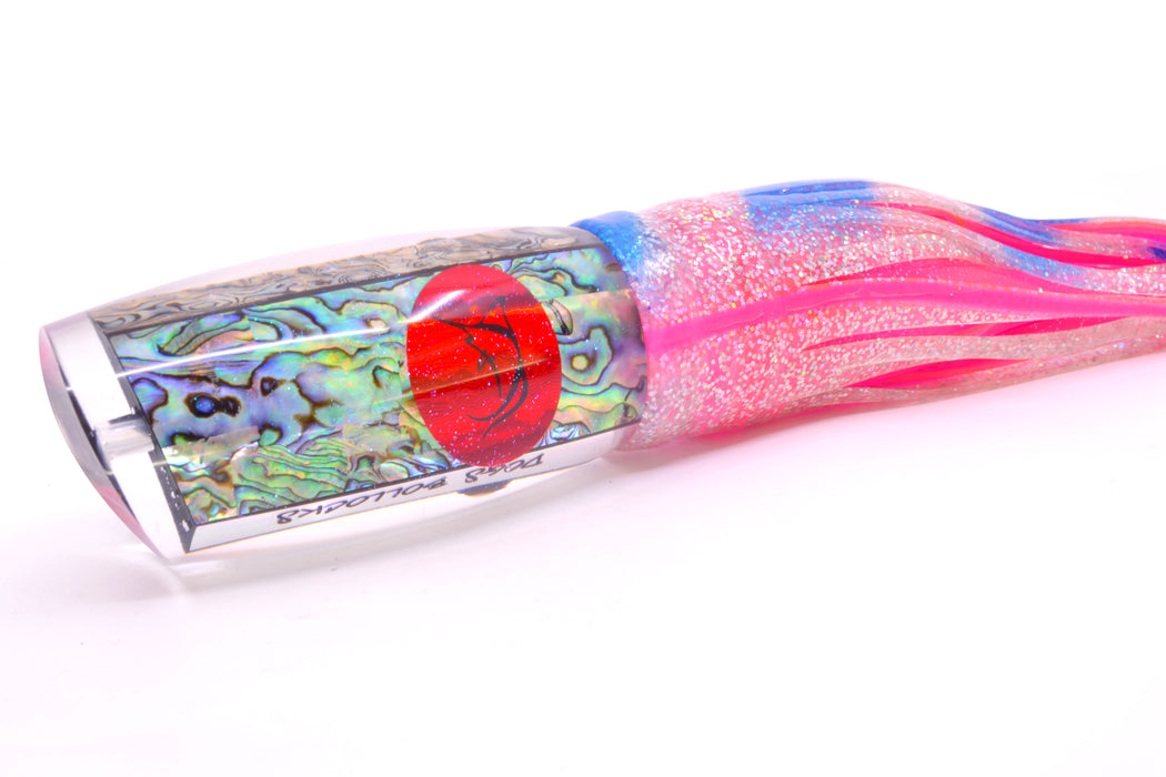 Bonze Lures Paua Shell Red Eyes Dog Bollocks 16" 20oz Skirted Holo-Blue Bars/Pink