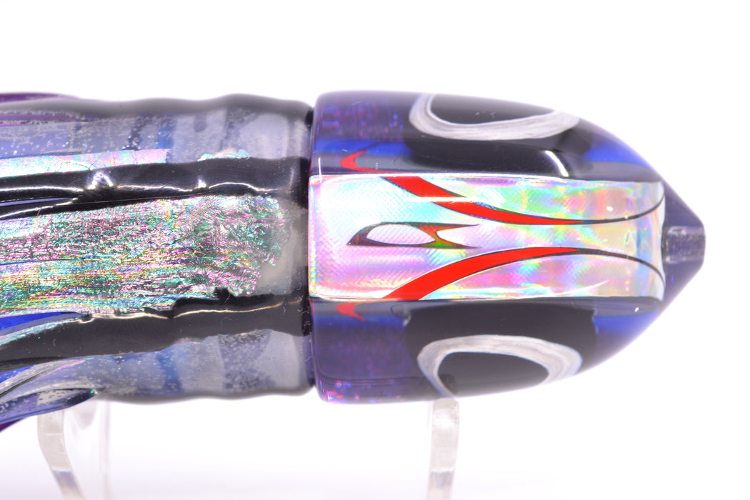 LS Lures Blue-Silver Rainbow Black-Purple Back Flyer 11" 6oz Skirted Purple Skipjack