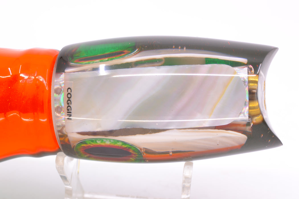 Coggin Lures White MOP Green-Orange Back 4-Hole Tado Mauna Loa Scoop 12" 9oz Skirted