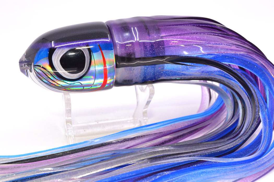 LS Lures Blue-Silver Rainbow Black-Purple Back Flyer 11" 6oz Skirted Purple Skipjack