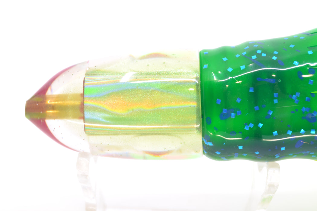 Bomboy Lures White Abalone Light Green Back Baby Bomb 9" 5oz Skirted Mahi