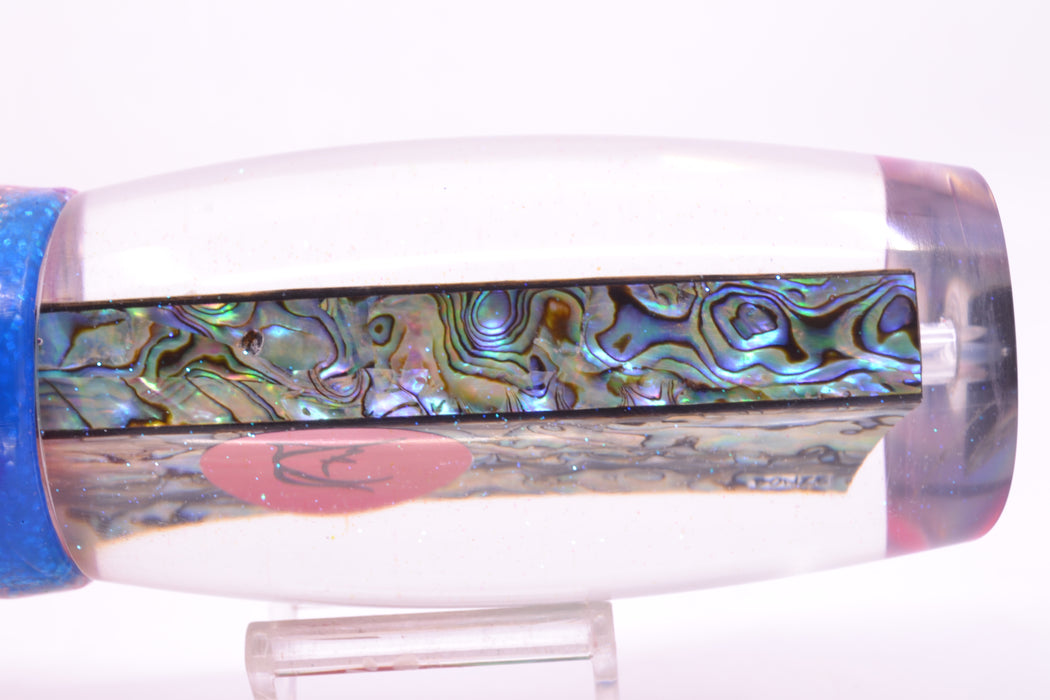 Bonze Lures Paua Shell Red Eyes Dog Bollocks 16" 20oz Skirted Holo-Blue Bars/Pink