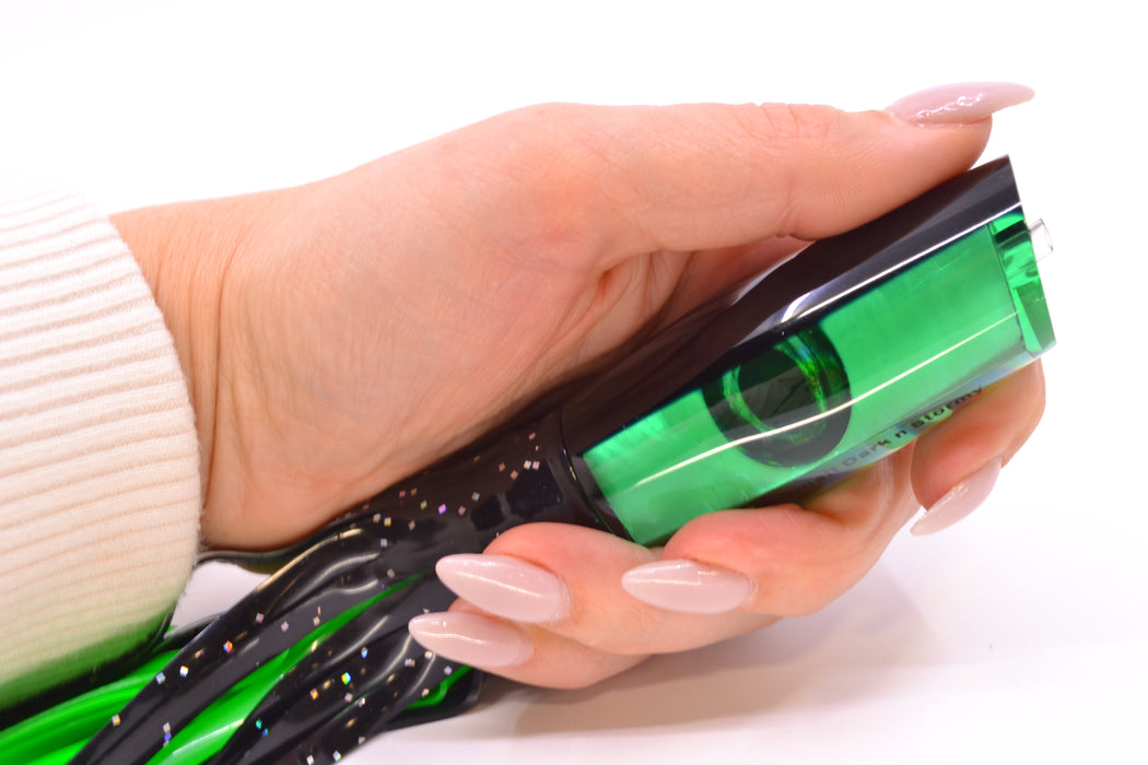 Moyes Lures Green MOP Black Back Small Dark-N-Stormy 9" 4.5oz Skirted Black *SCRATCHED*