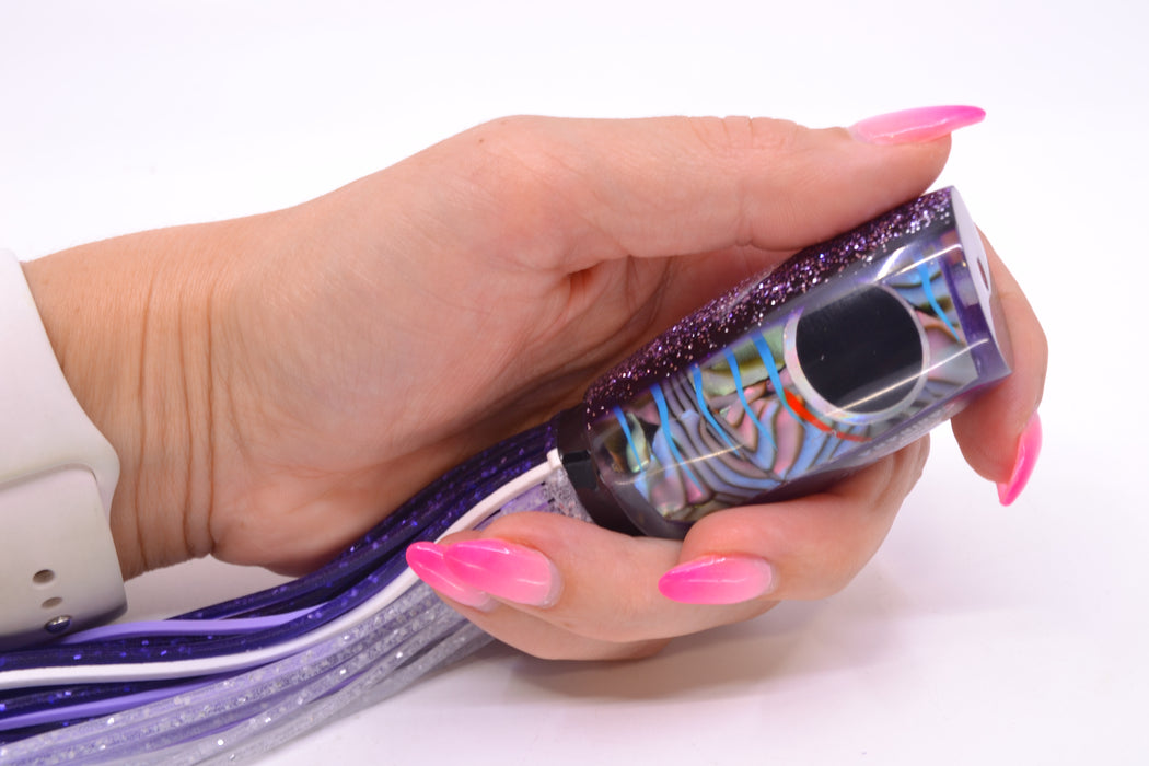 Amaral Lures Abalone Shell Ice Blue Stripes Purple Back Caninana 11" 4oz Purple-White-Clear