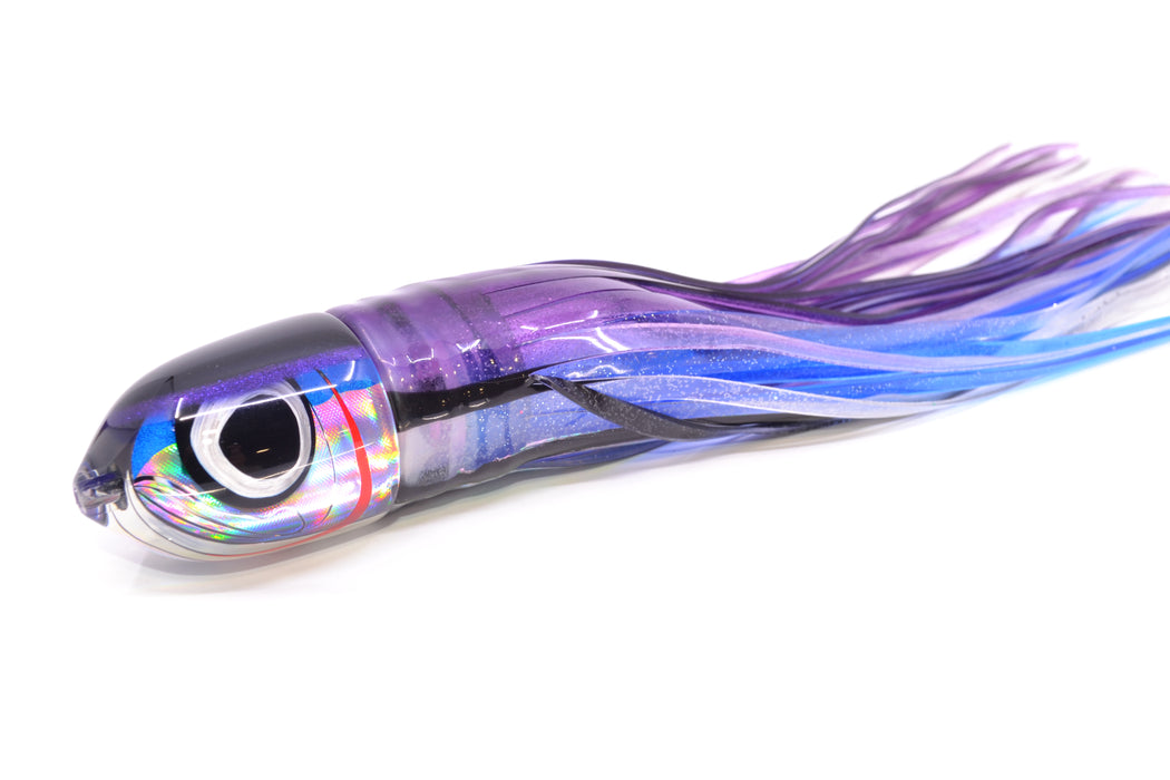 LS Lures Blue-Silver Rainbow Black-Purple Back Flyer 11" 6oz Skirted Purple Skipjack