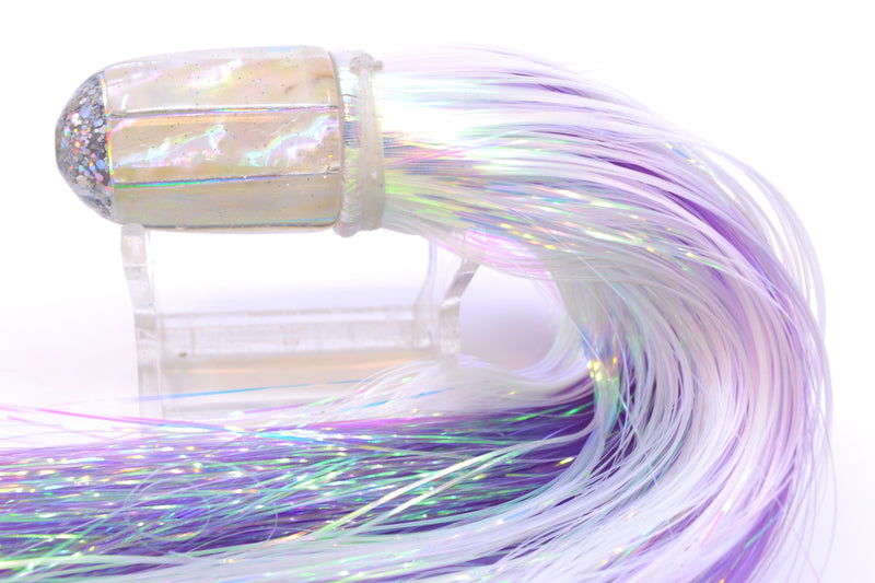 Marlin Magic Lures White Awabi Ahi P Bullet 7" 3.7oz Flashabou White/Purple GZE