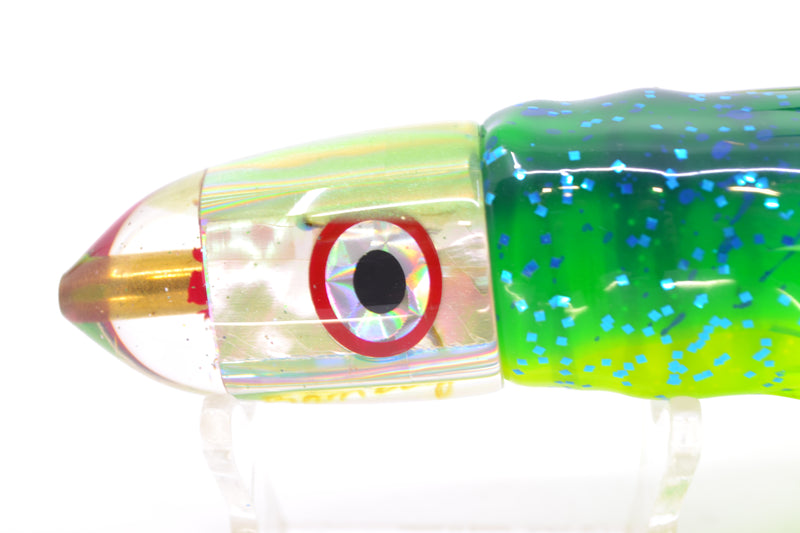 Bomboy Lures White Abalone Light Green Back Baby Bomb 9" 5oz Skirted Mahi