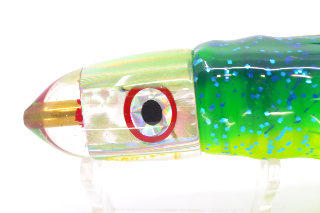 Bomboy Lures White Abalone Light Green Back Baby Bomb 9" 5oz Skirted Mahi