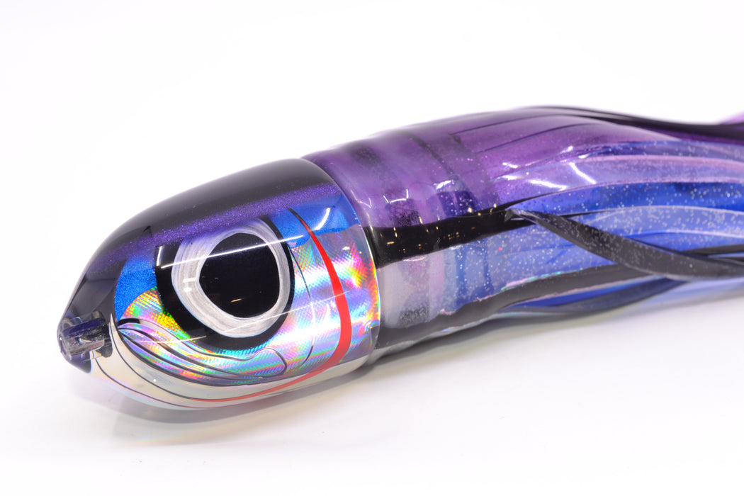 LS Lures Blue-Silver Rainbow Black-Purple Back Flyer 11" 6oz Skirted Purple Skipjack