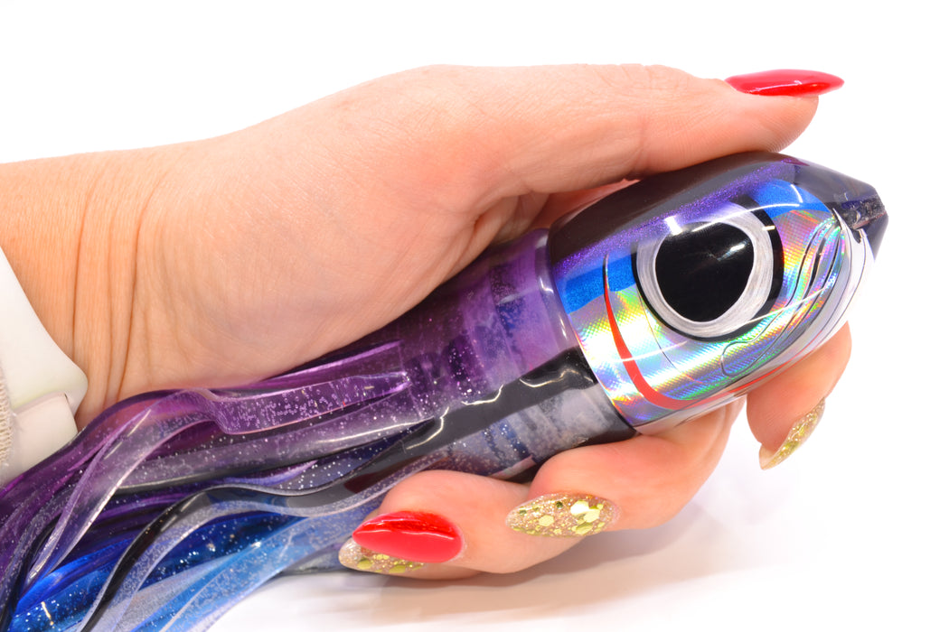 LS Lures Blue-Silver Rainbow Black-Purple Back Flyer 11" 6oz Skirted Purple Skipjack