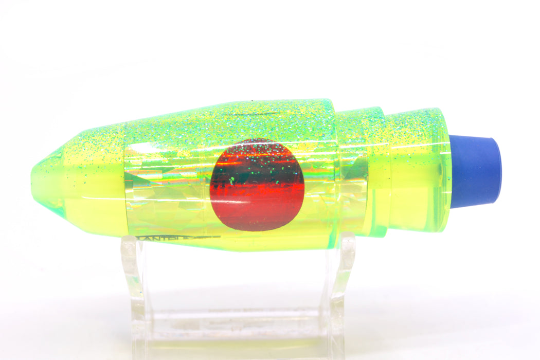 TANTRUM Lures Chartreuse Rainbow Ice Blue Glitter Back Red Eyes Medium Bullet 9" 5.5oz GZE