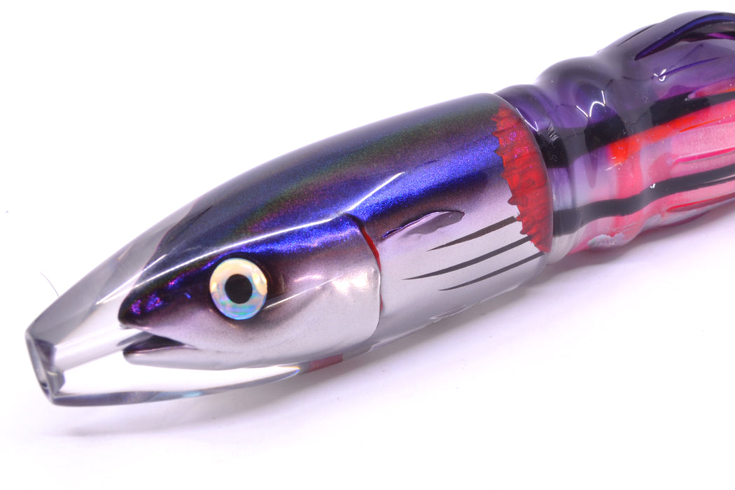 JB Signature Lures Bleeding Purple Skipjack Large Barrel Bomb 12" 10.5oz Skirted Skipjack GZE