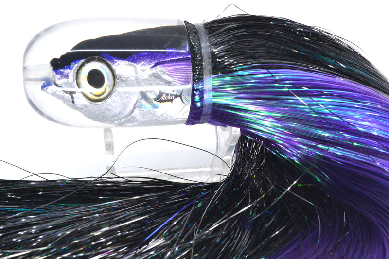 Aloha Lures Black-Blue/Purple Back Large Magic Malolo 12" 7oz Strobez Black-Purple