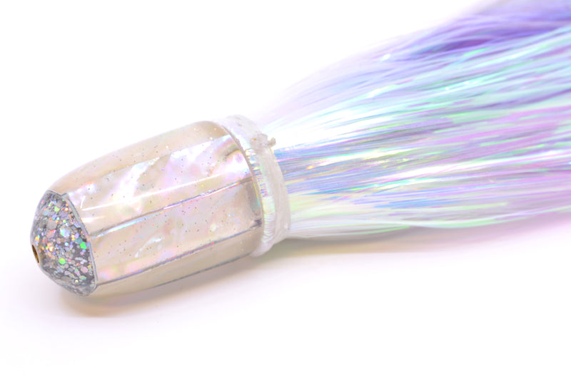 Marlin Magic Lures White Awabi Ahi P Bullet 7" 3.7oz Flashabou White/Purple GZE
