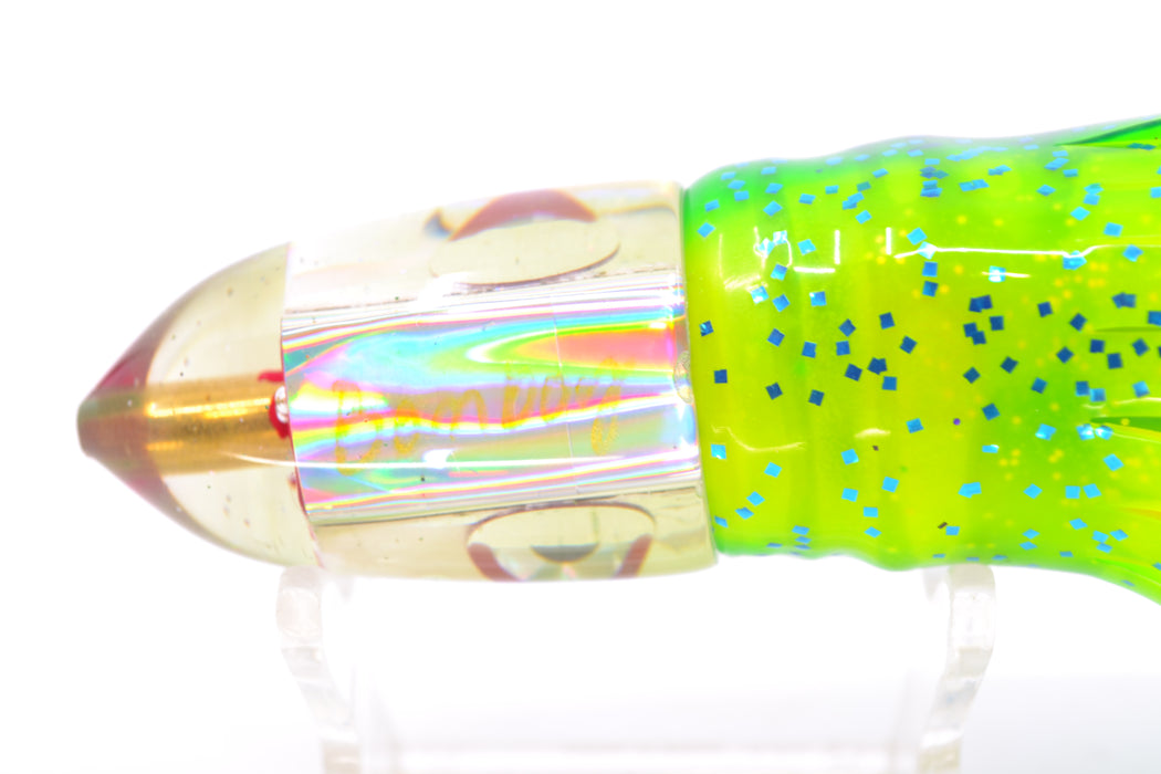 Bomboy Lures White Abalone Light Green Back Baby Bomb 9" 5oz Skirted Mahi