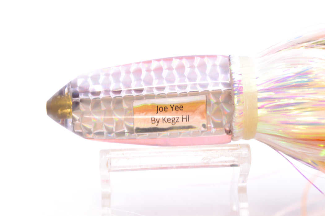 Joe Yee Lures by KEGZ Silver Rainbow Root Beer Back Lead Shorty Bullet 9" 5oz Flashabou