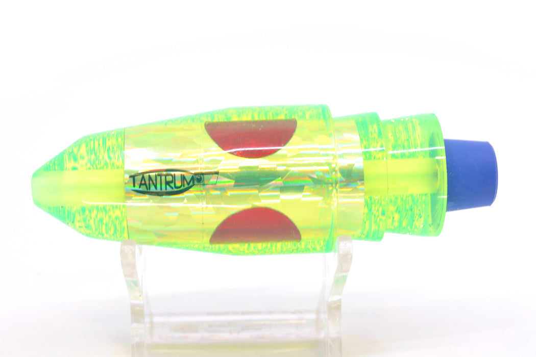 TANTRUM Lures Chartreuse Rainbow Ice Blue Glitter Back Red Eyes Medium Bullet 9" 5.5oz GZE