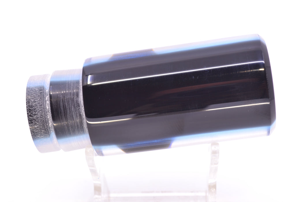 Crampton Baits Real White MOP Black-Blue Back Black-Blue Eyes Flat Face Tube 12" 4.5oz