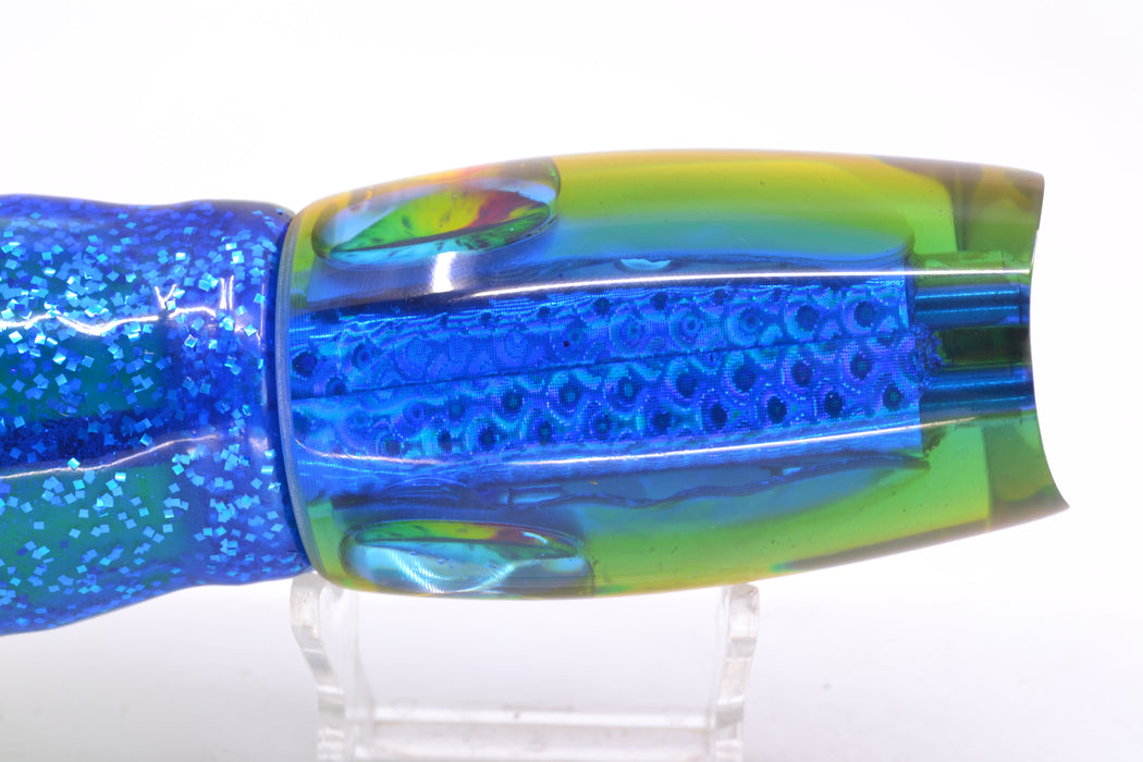 Coggin Lures White MOP Blue-Pink-Yellow Back 4-Hole Tado Mauna Loa Scoop 12" 9oz Skirted