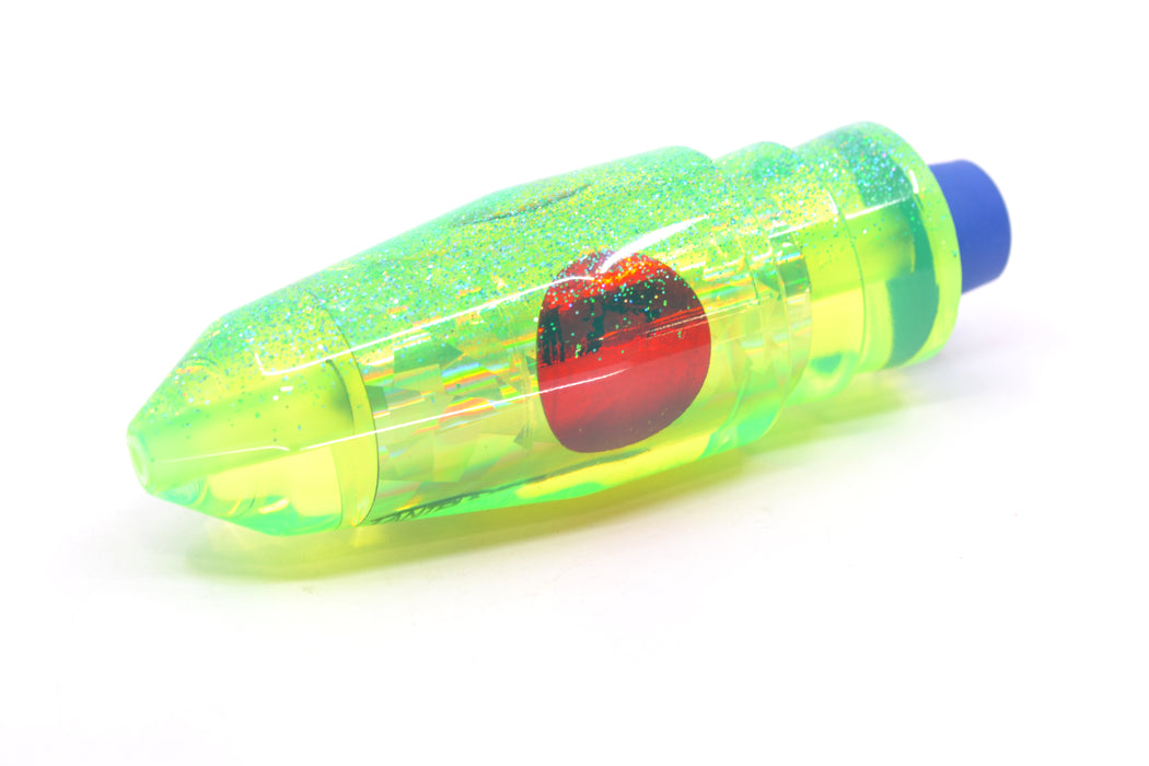 TANTRUM Lures Chartreuse Rainbow Ice Blue Glitter Back Red Eyes Medium Bullet 9" 5.5oz GZE