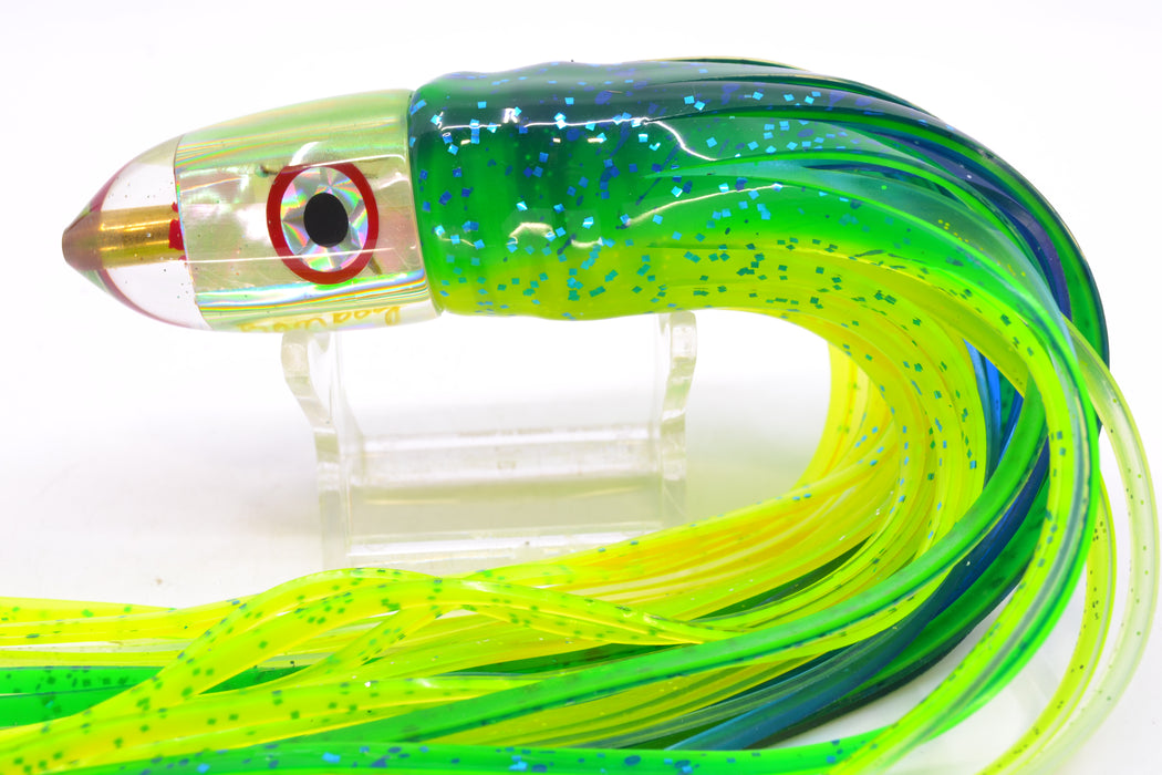 Bomboy Lures White Abalone Light Green Back Baby Bomb 9" 5oz Skirted Mahi
