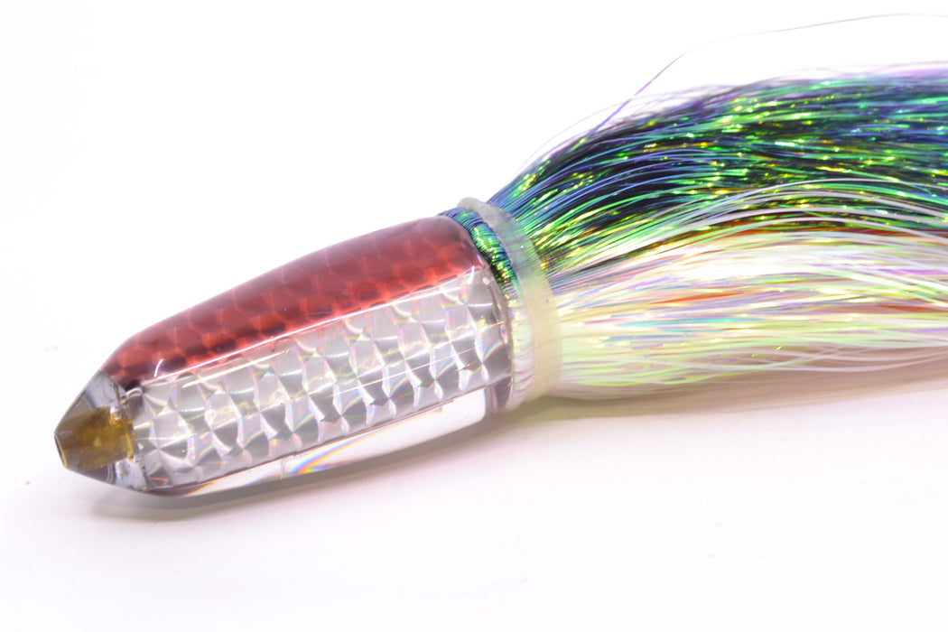 Joe Yee Lures by KEGZ Silver Rainbow Root Beer Back Lead Shorty Bullet 9" 5oz Flashabou
