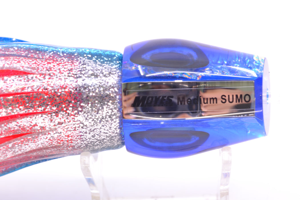 Moyes Lures Blue-Pink Dichro Blue Back Taxi Eyes Medium Sumo 12" 6.8oz Skirted