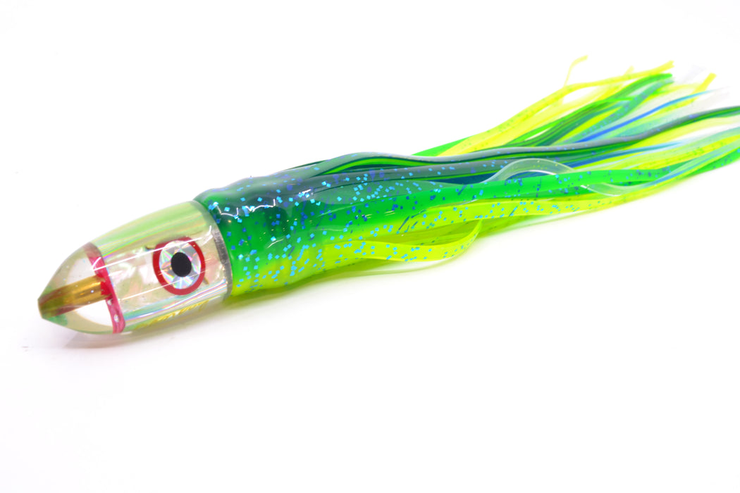 Bomboy Lures White Abalone Light Green Back Baby Bomb 9" 5oz Skirted Mahi