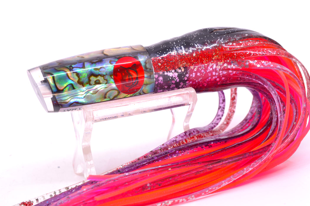 Bonze Lures Paua Shell Red Eyes Get Me Some of That 7" 3.4oz Skirted Black-Red-Purple