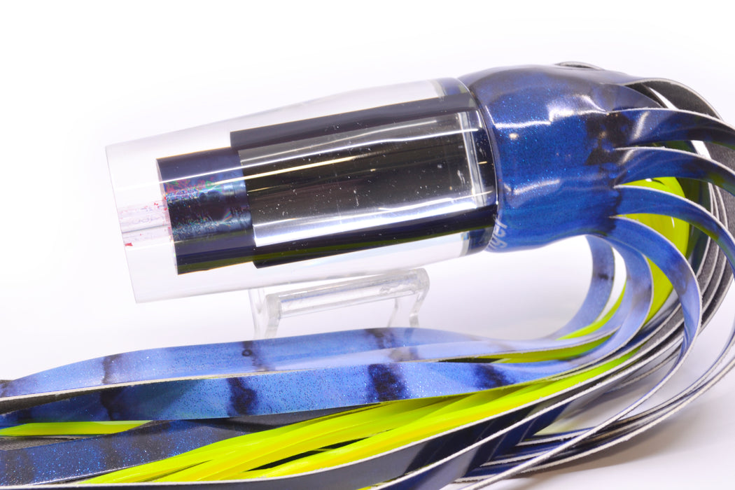 Aloha Lures Clear Mirrored Black Aurora Sundowner 14" 11.5oz FT Vinyl Blue Tiger