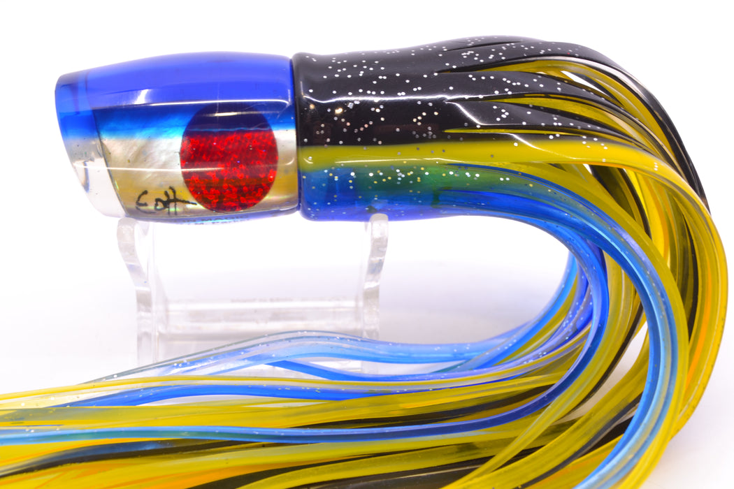 Marlin Magic Golden MOP Blue Back Red Eyes Small Ruckus 9" 5oz Skirted Black-Yellow-Blue