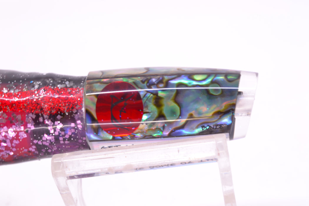 Bonze Lures Paua Shell Red Eyes Get Me Some of That 7" 3.4oz Skirted Black-Red-Purple