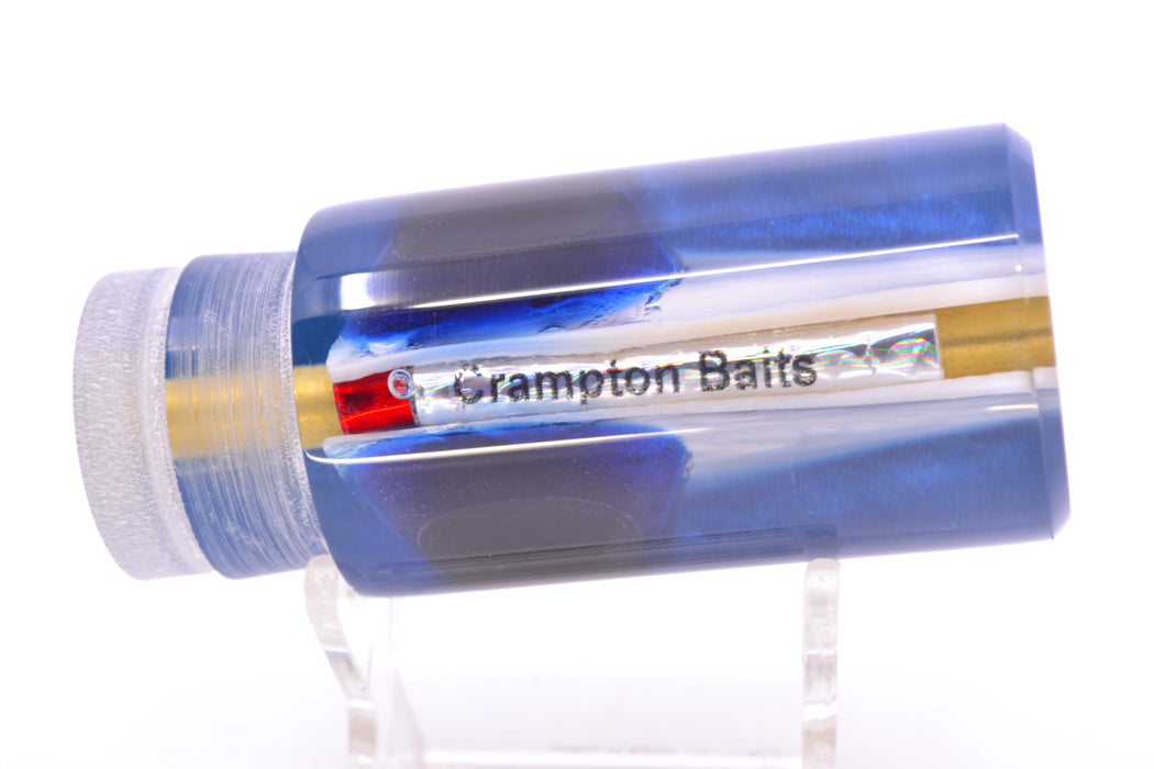 Crampton Baits Real White MOP Black-Blue Back Black-Blue Eyes Flat Face Tube 12" 4.5oz
