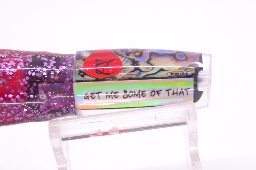 Bonze Lures Paua Shell Red Eyes Get Me Some of That 7" 3.4oz Skirted Black-Red-Purple