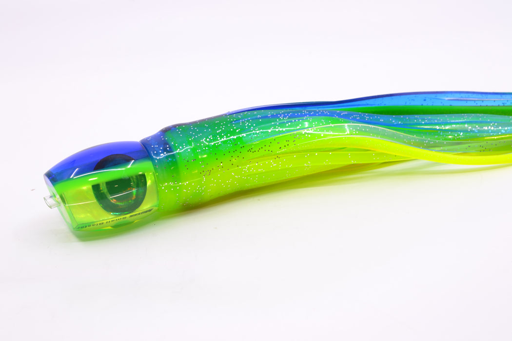 Moyes Lures Chartreuse MOP Blue-Green Back NEW Small Blaster 9" 4.5oz Skirted GZE