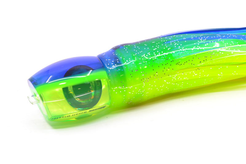 Moyes Lures Chartreuse MOP Blue-Green Back NEW Small Blaster 9" 4.5oz Skirted