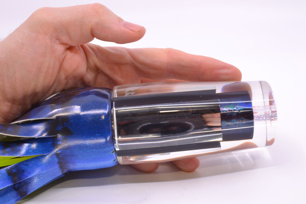 Aloha Lures Clear Mirrored Black Aurora Sundowner 14" 11.5oz FT Vinyl Blue Tiger